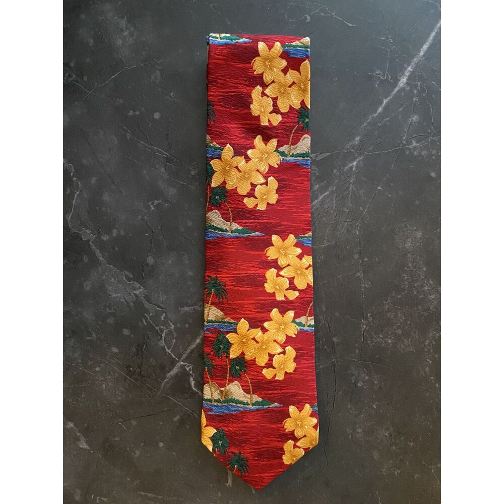 PUSSER'S West Indies Island Wear Floral Tropical Tie Red, Yellow, Blue